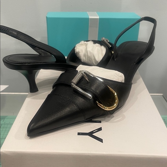 Givenchy Shoes - GIVENCHY Black Leather Slingback Heels . NWB SZ 38
